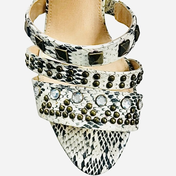 Colin Stuart Python Embossed Stud & Rhinestone Platform Shoes 8 - Picture 3 of 7